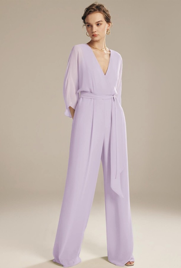 BHLDN Jia Bias-Cut Ruffled V-Neck Gown