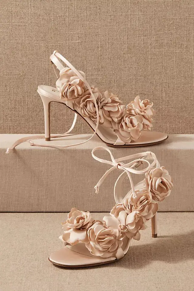 Nude Floral Bridal Heels