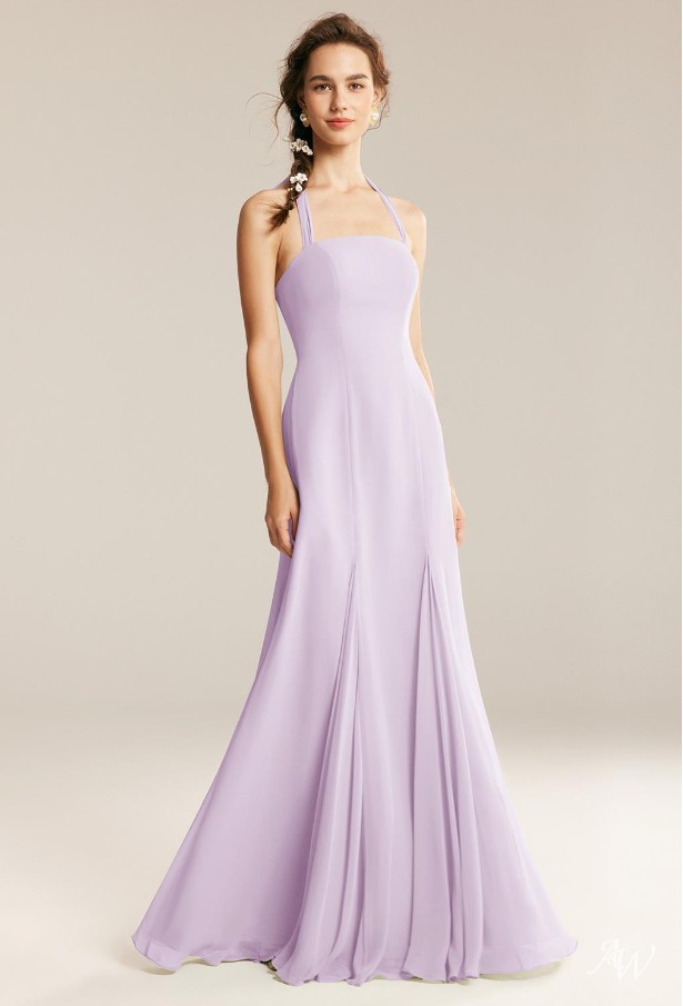 BHLDN Juniper Metallic Tiered Backless High-Neck Gown