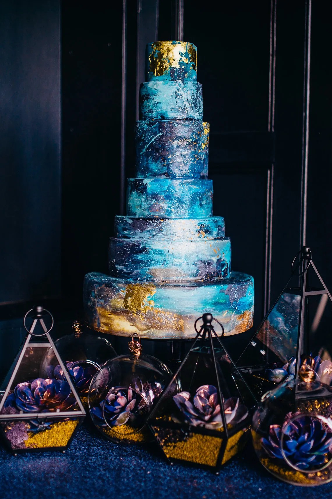 Dark Celestial Luminosity; Gorgeous Indigo & Gold Wedding Inspiration