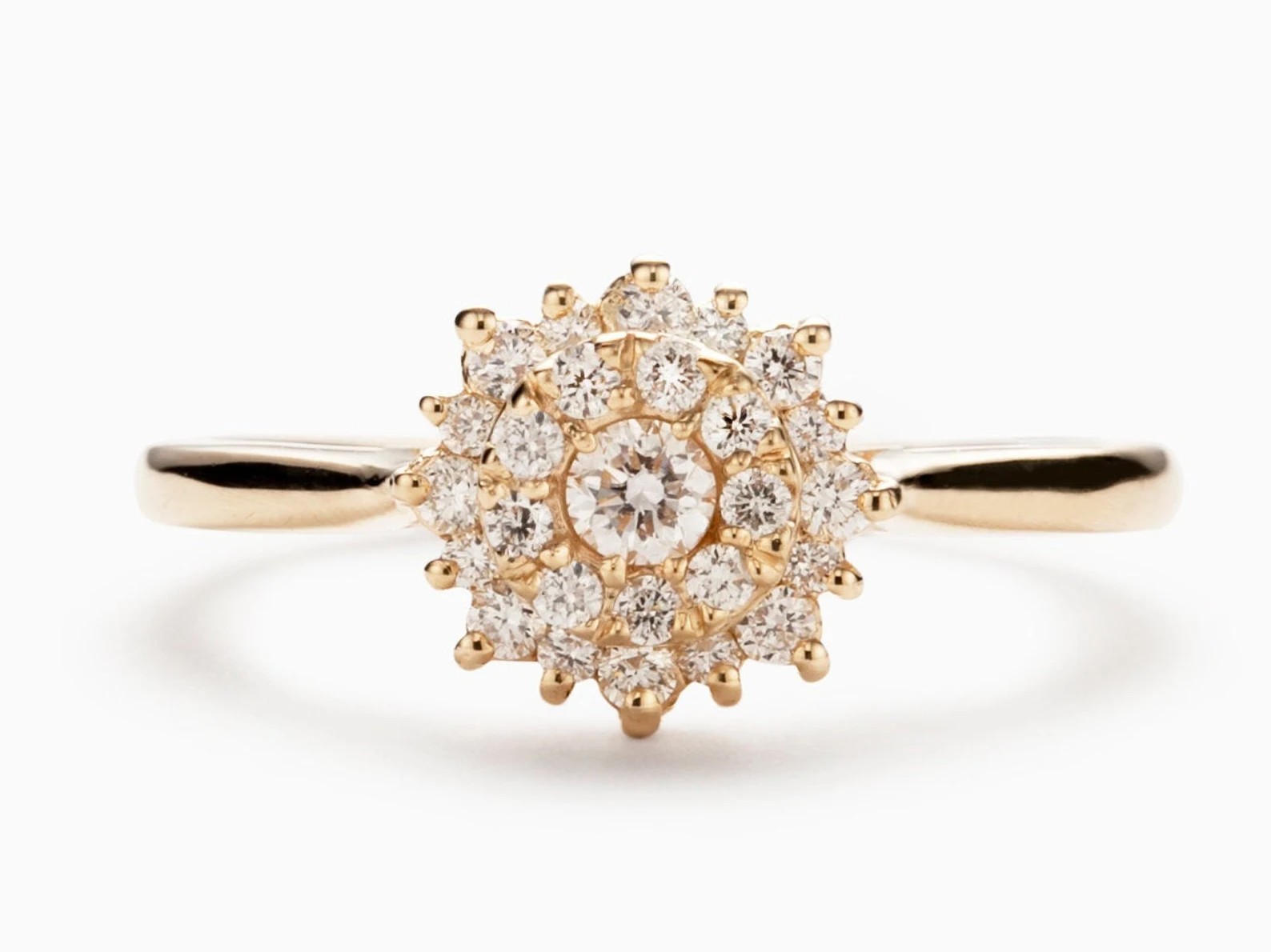 Gold Cluster Engagement Rings