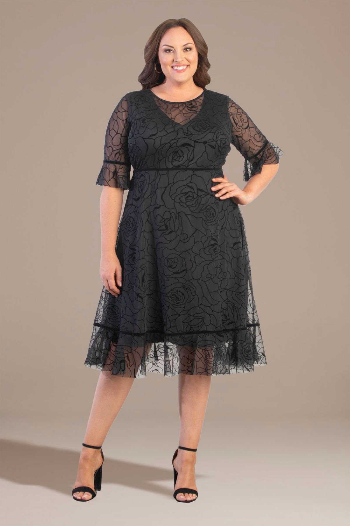 Sequin Lace Capelet Jersey Sheath DressShop Now →