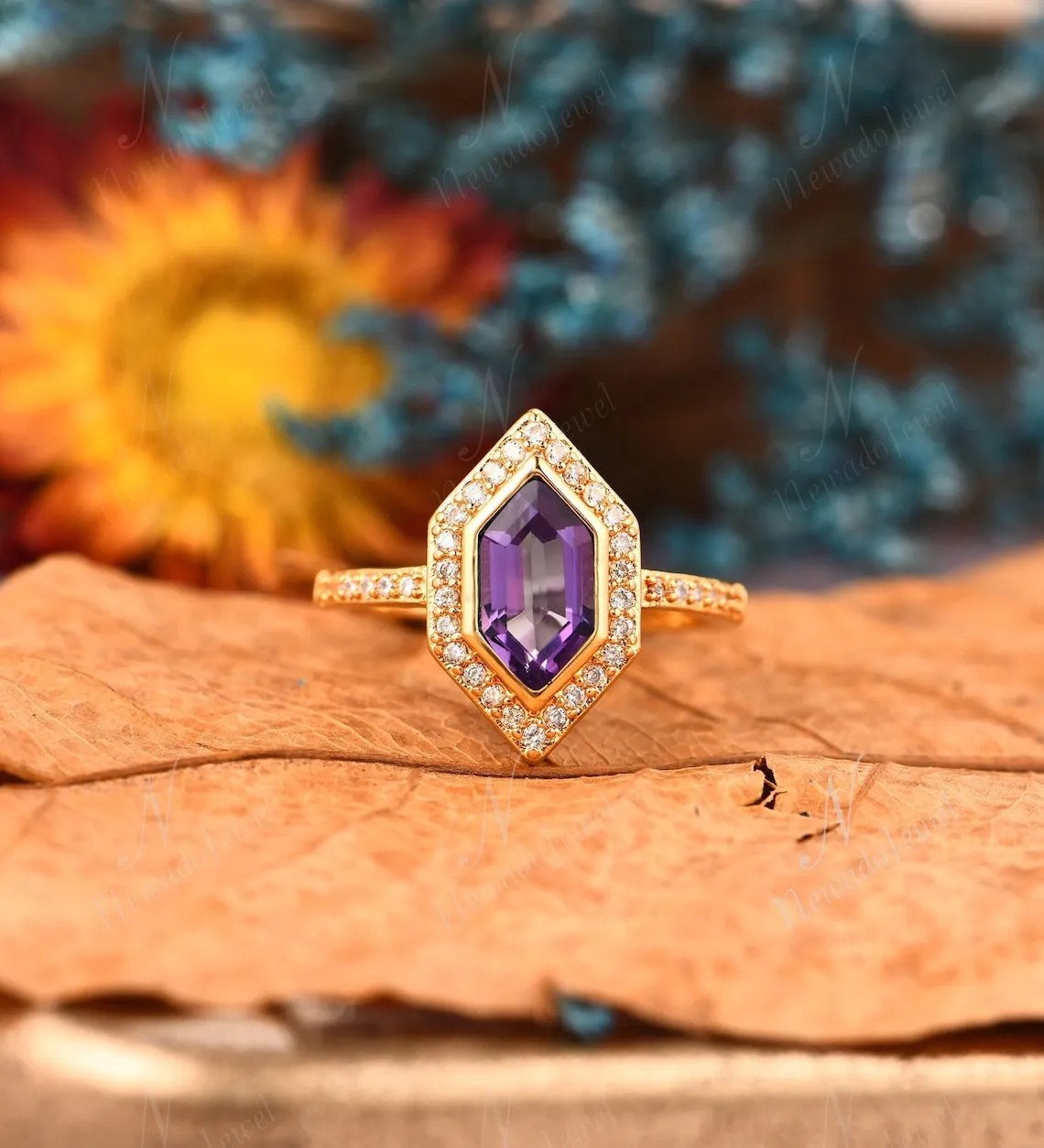 Unique Purple Amethyst Engagement Ring