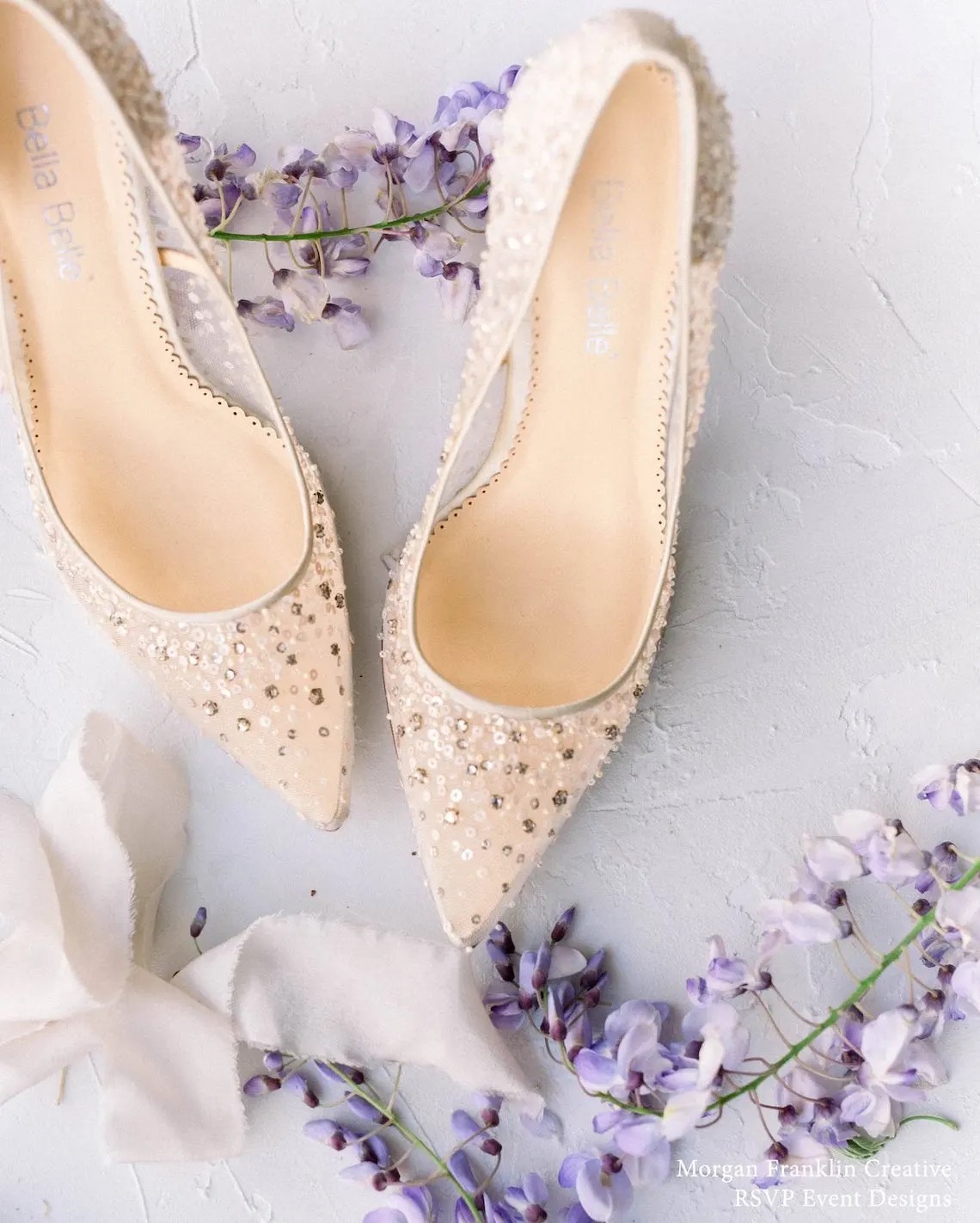 Nude Sequin Bridal Heels