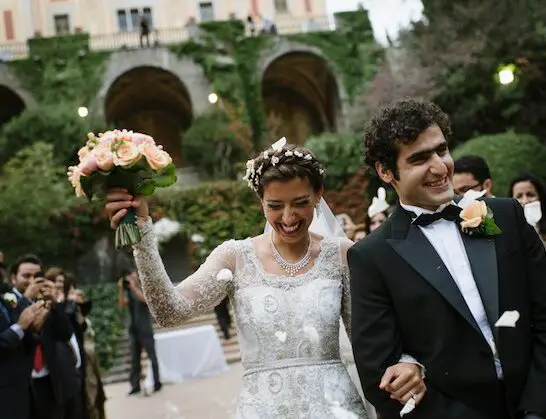 Epic Emerald & Coral Destination Wedding At A Historic Mansion In Barcelona