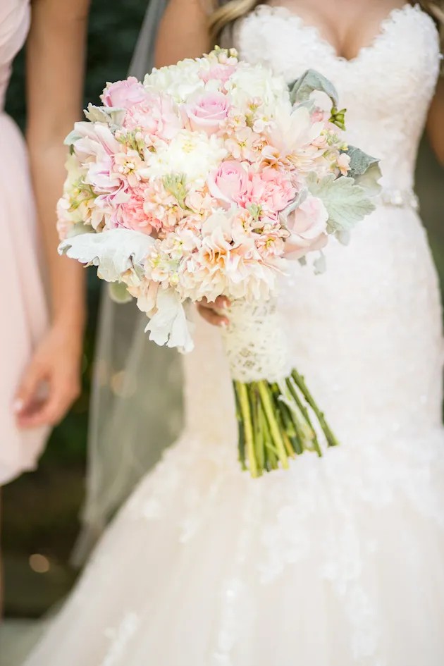 A Pink and White Wedding for Childhood Sweethearts