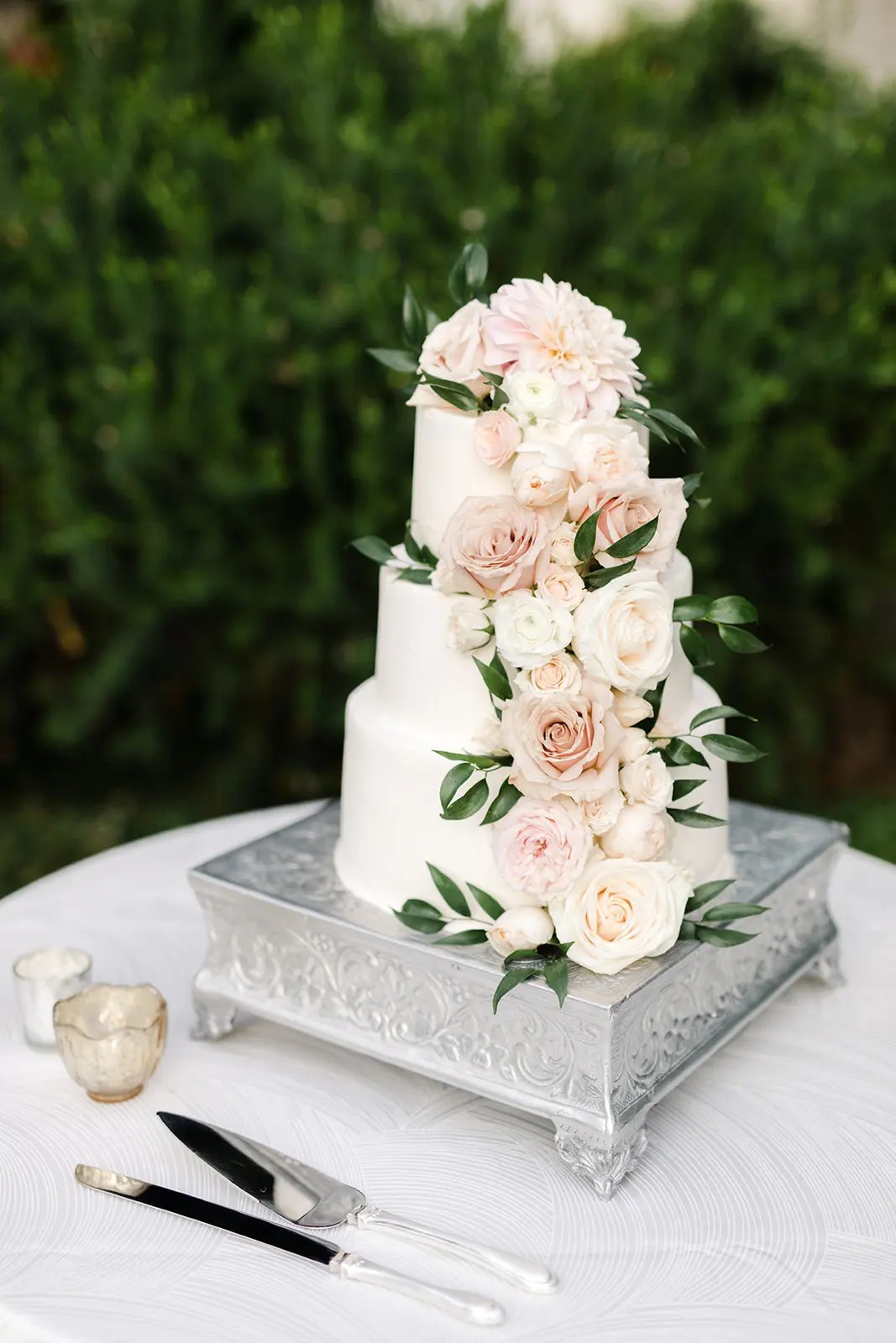 Classic White Wedding Cake with Florals