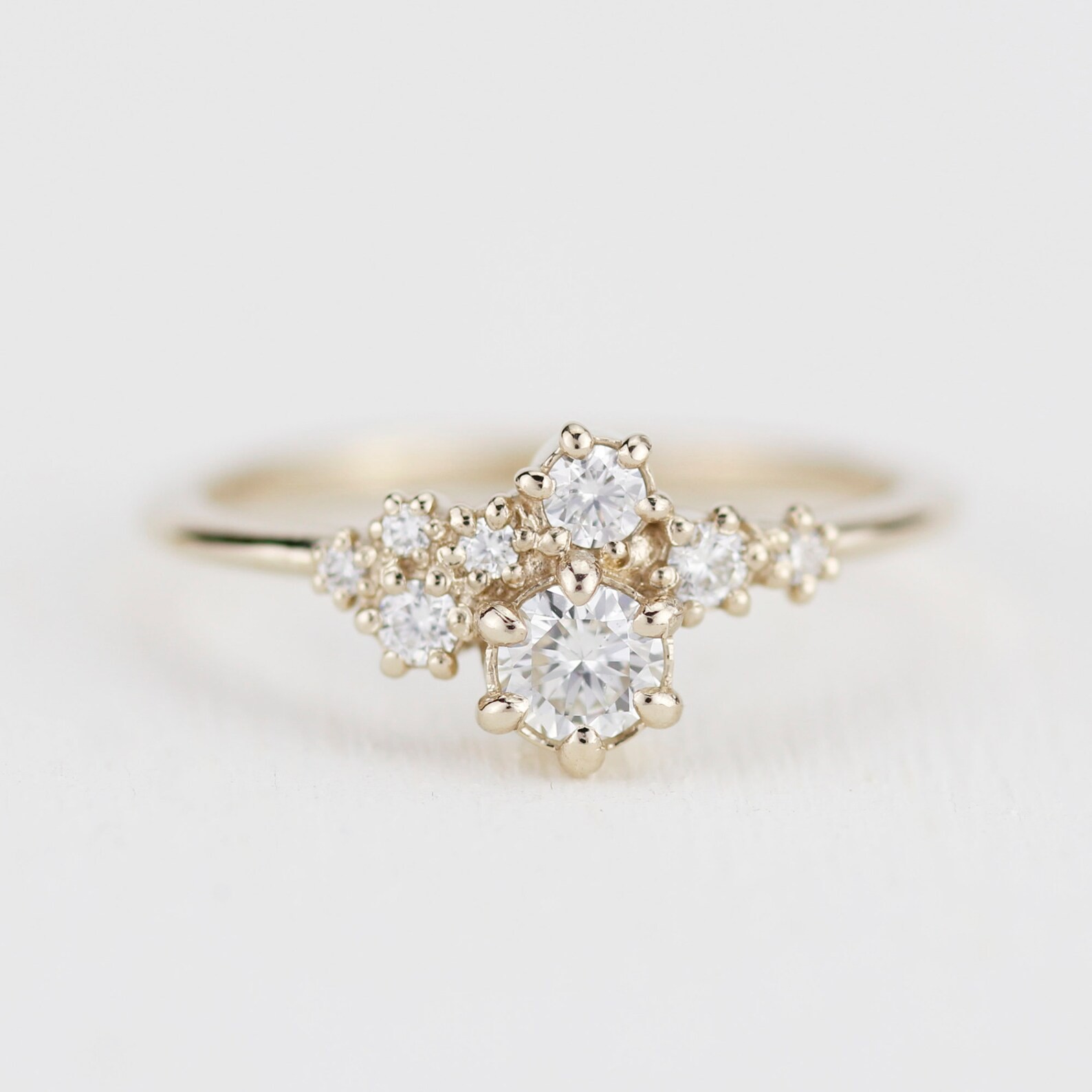 Gold Cluster Engagement Rings