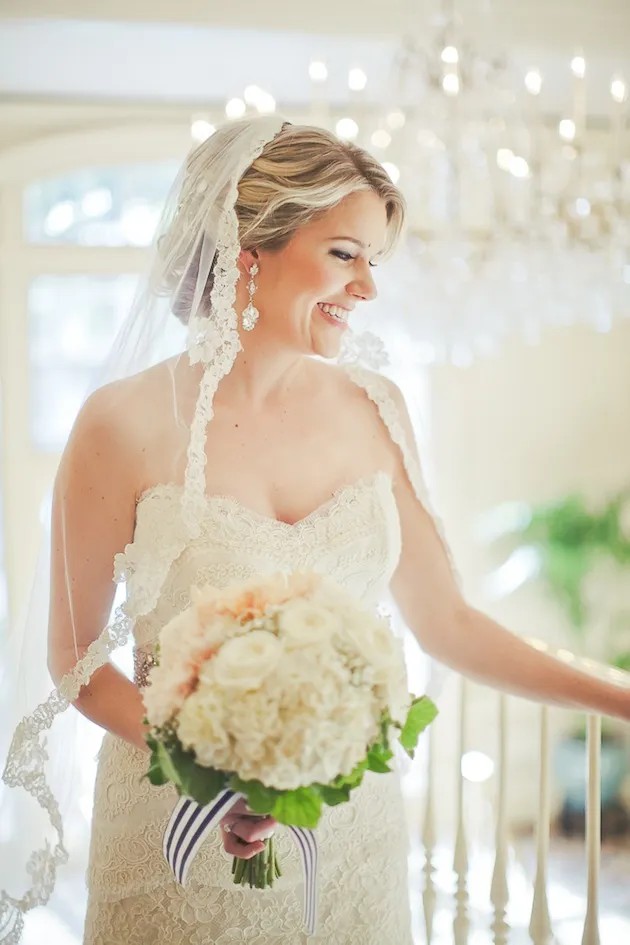 Classic & Romantic Navy Wedding Filled With Lace, Moss & Stripes