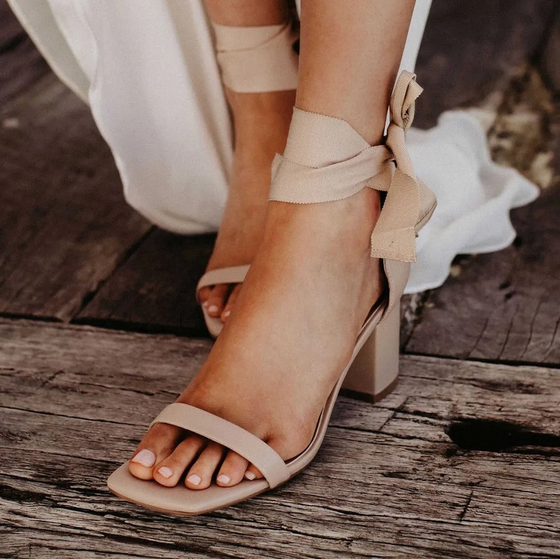 Nude Low Heel Wedding Shoes