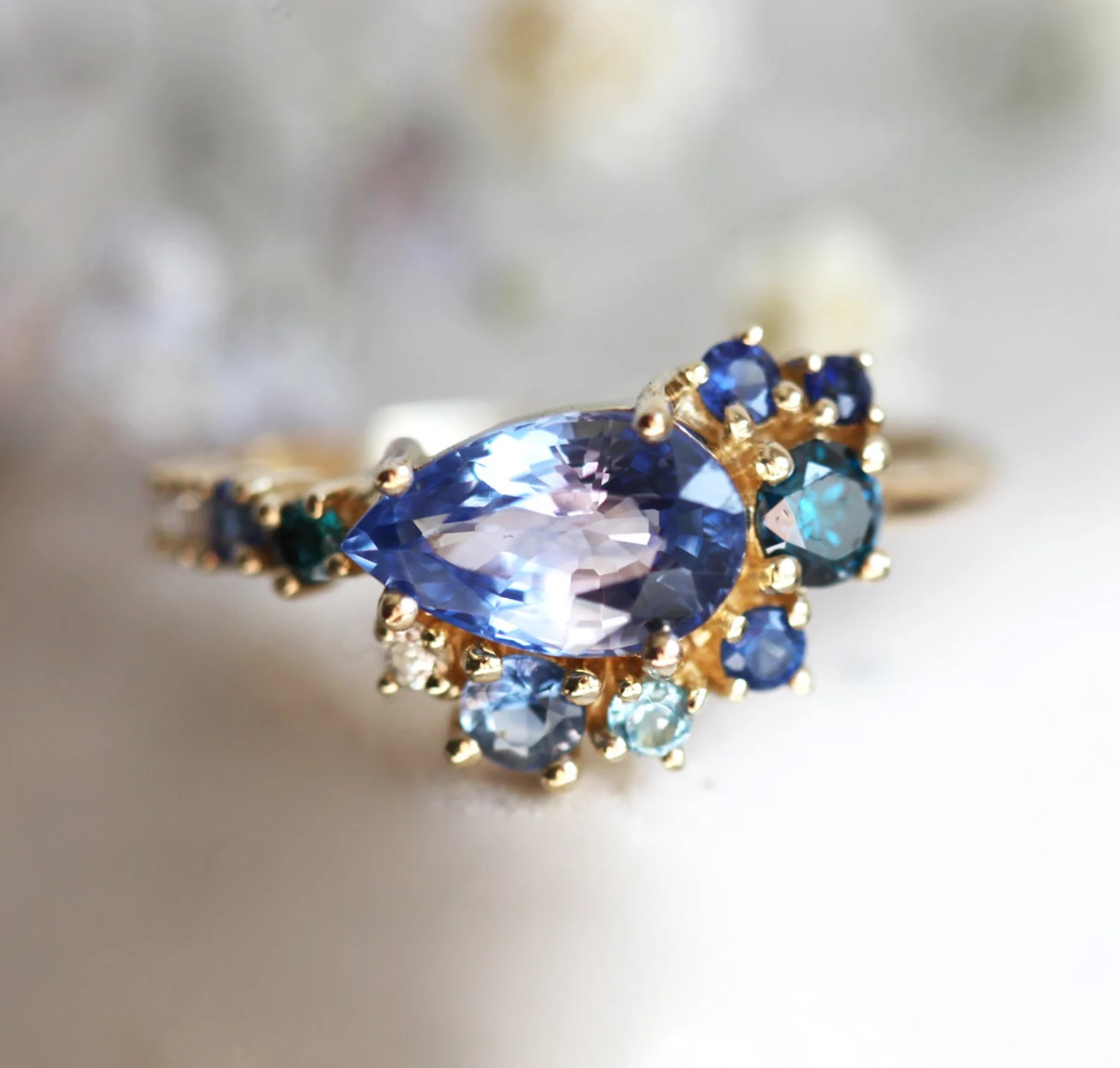 Sapphire Cluster Engagement Rings