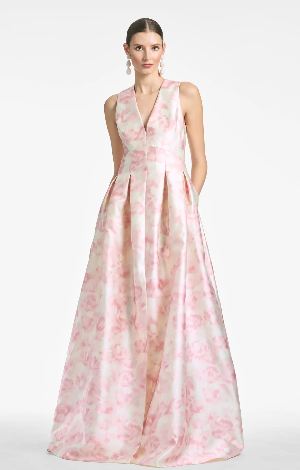 High-Neck Floral A-Line Gown with KeyholesShop Now →