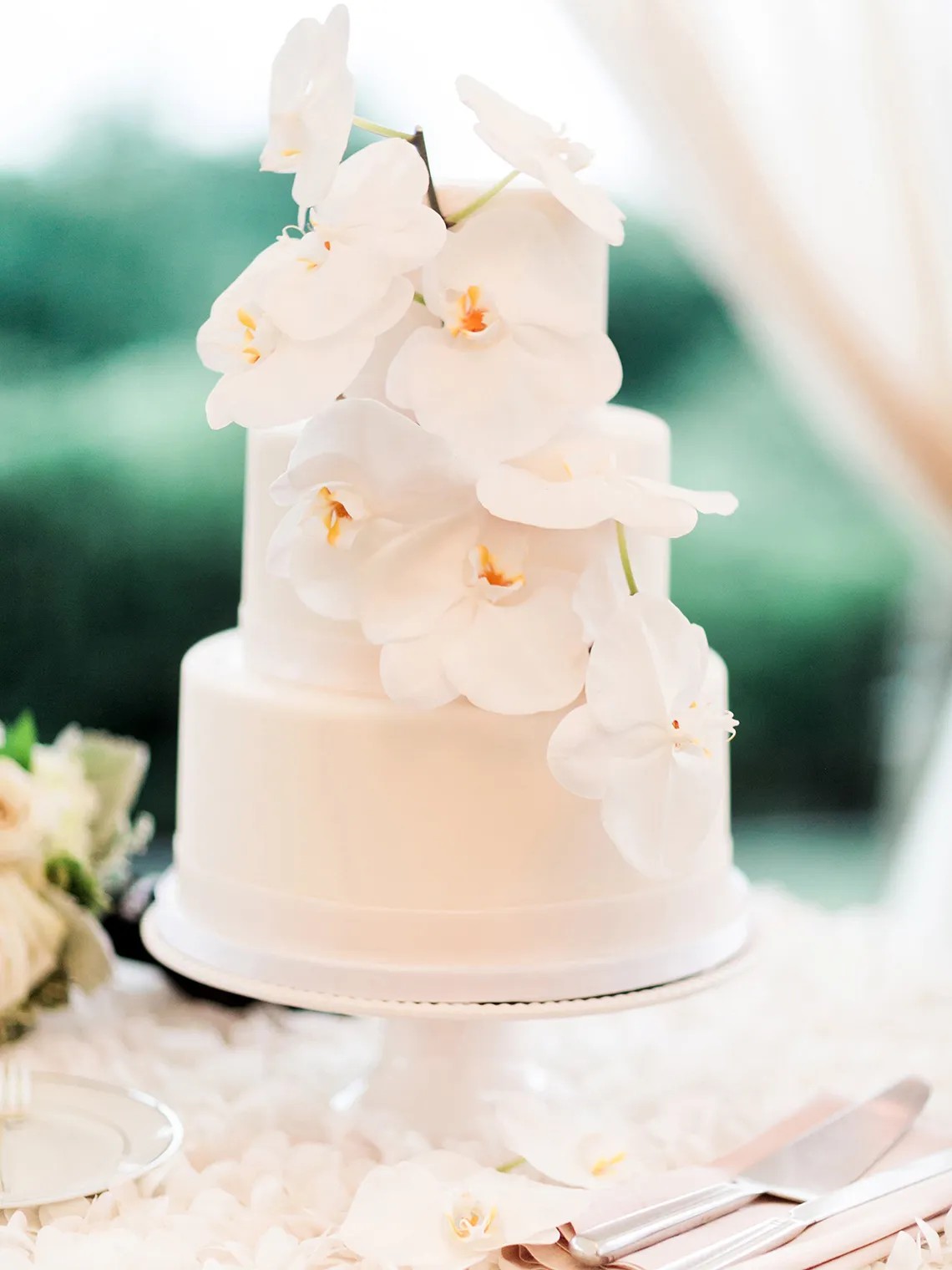 White Orchid Wedding Cake