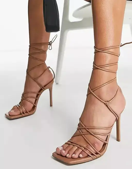 Strappy Tie Bridal Sandals in Nude