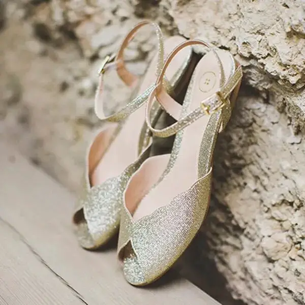 Sparkling Gold Bridal Flats