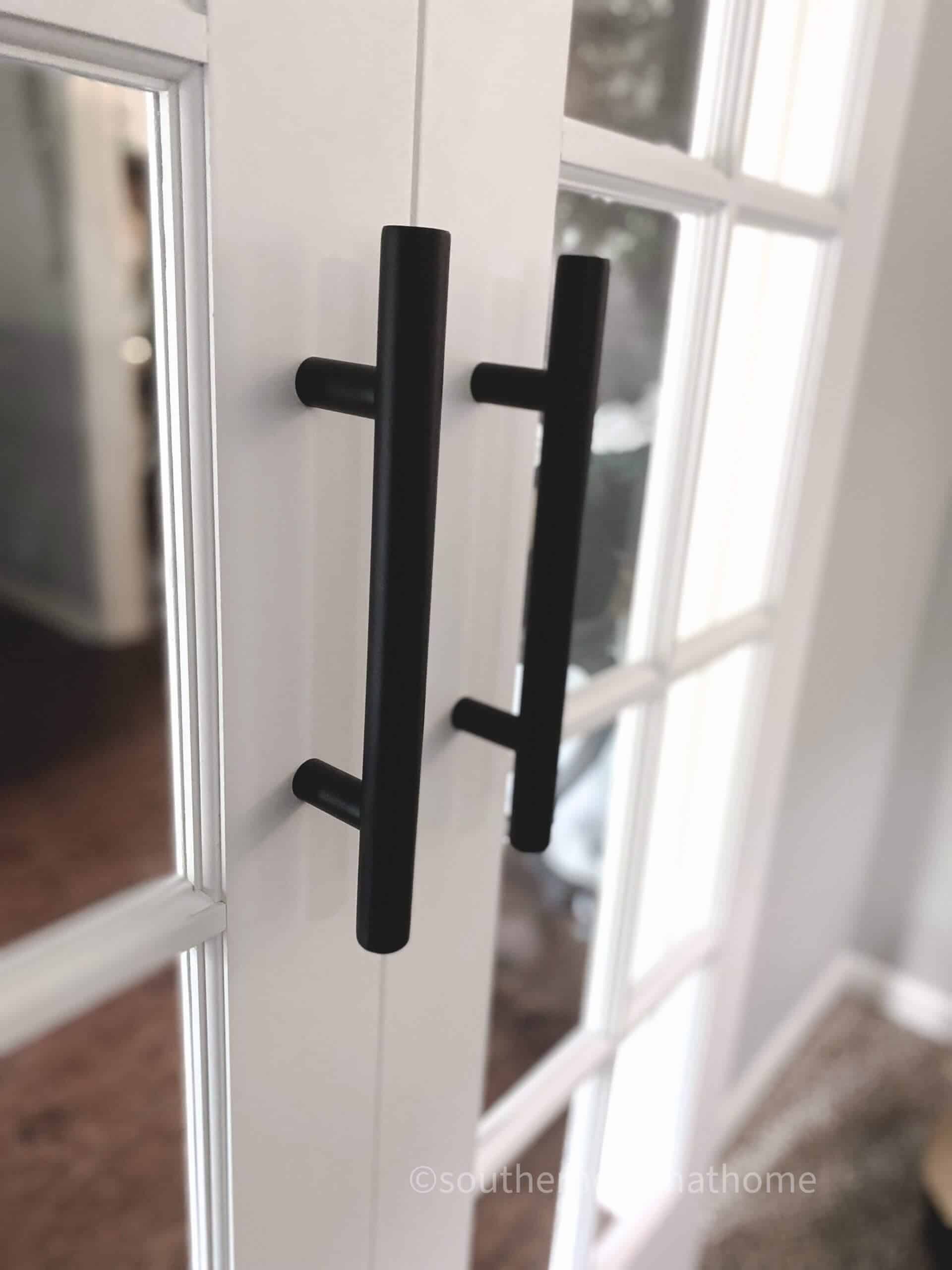 finally add the barn door handles